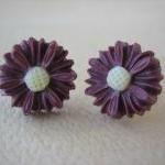 Daisy Earrings - Burgundy -..
