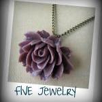 Plum Ruffle Rose Cabochon P..