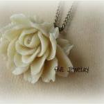 Ivory Ruffle Rose Cabochon ..