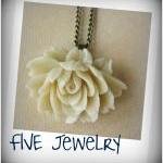 Ivory Ruffle Rose Cabochon ..