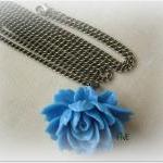 Blue Ruffle Rose Cabochon P..