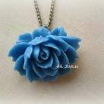 Blue Ruffle Rose Cabochon P..