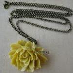 Yellow Ruffle Rose Cabochon..