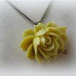 Yellow Ruffle Rose Cabochon..
