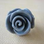 Large Gray Rose on Black Br..