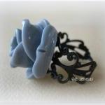 Large Gray Rose on Black Br..