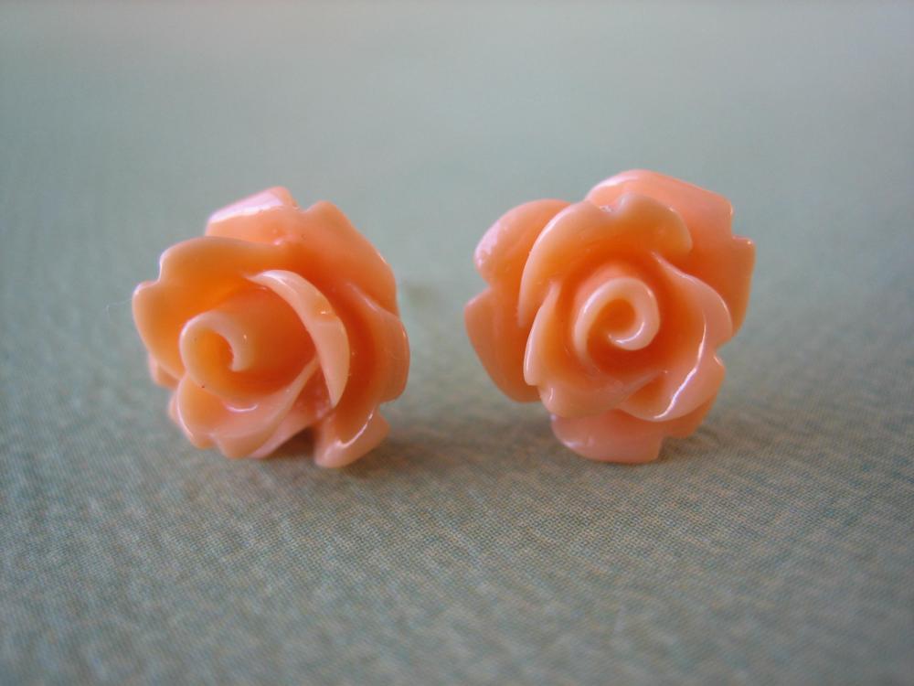 Adorable Mini Rose Earrings - Creamsicle - Jewelry by FIVE