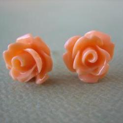 Adorable Mini Rose Earrings - Creamsicle - Jewelry by FIVE