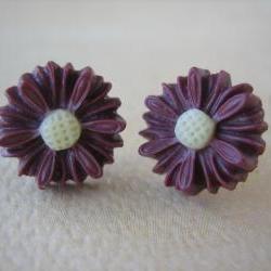 Daisy Earrings - Burgundy - Jewelry by FIVE